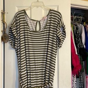 Olive and white striped jumpsuit